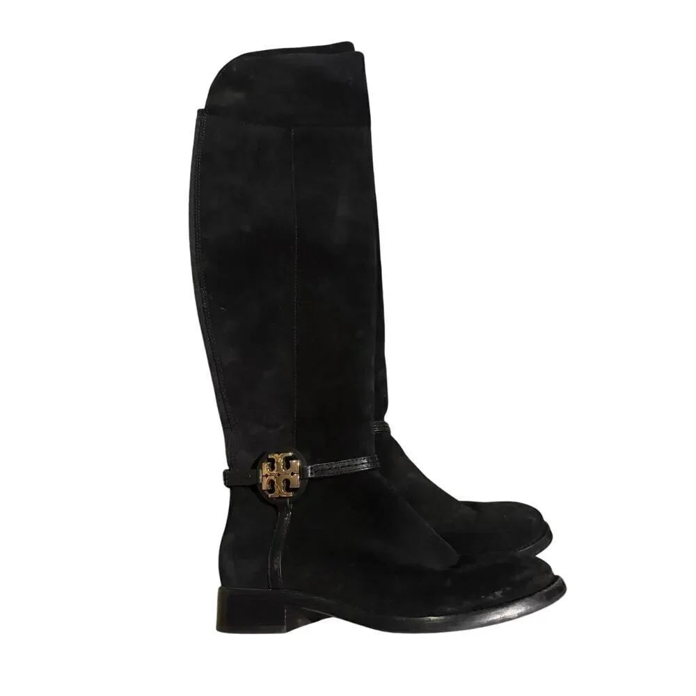 Tory Burch Miller Black Suede Tall Boots Women's Sz. 6.5